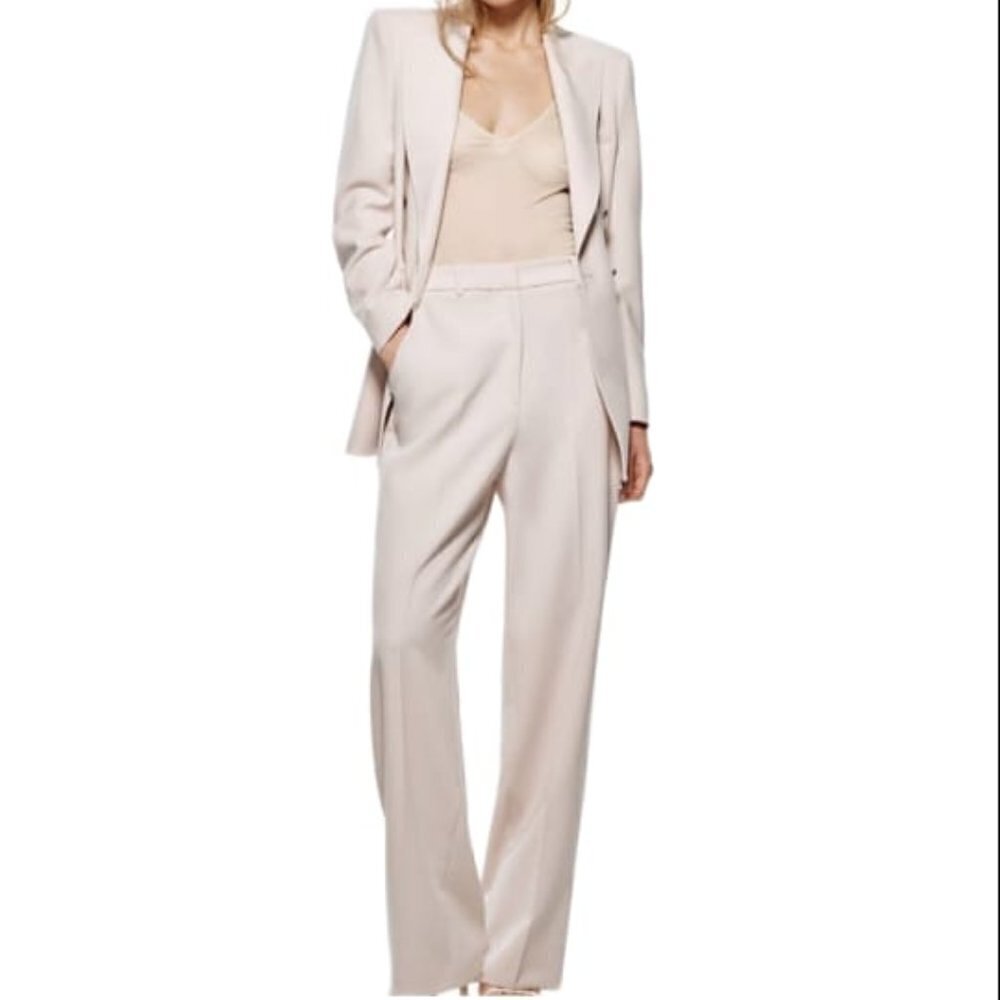 ZARA MASCULINE WIDE-LEG TROUSERS BEIGE-PINK | 2390/786 SIZE S